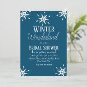 Winter Snowflake Blue Bridal Shower Kaart (Staand voorkant)