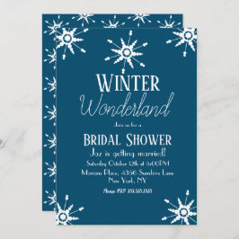 Winter Snowflake Blue Bridal Shower Kaart