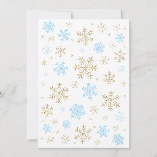 Winter Snowflake Blue en Gold Boy Birthday Kaart (Achterkant)