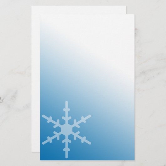 Winter Snowflake Blue Gradient Briefpapier (Voorkant / Achterkant)