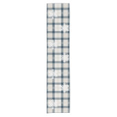 Winter Snowflake Blue Plaid Kerstvakantie Korte Tafelloper (Voorkant)