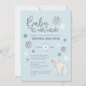 Winter Snowflake Blue Polar Beer Baby shower Kaart (Voorkant)