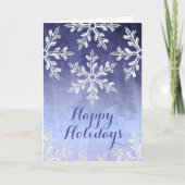 Winter Snowflake Blue Waterverf Business Feestdagen Kaart (Voorkant)