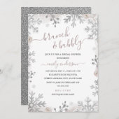 Winter Snowflake Blush Silver Brunch en Bubble Kaart (Voorkant / Achterkant)