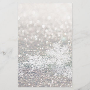 Winter Snowflake Bokeh Bling Briefpapier