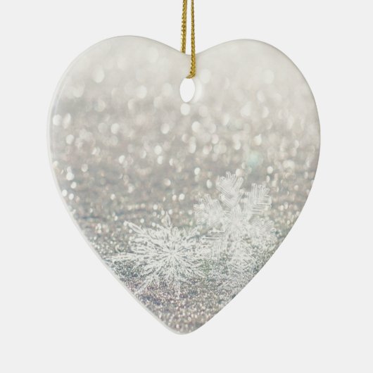 Winter Snowflake Bokeh Bling Keramisch Ornament (Rechts)