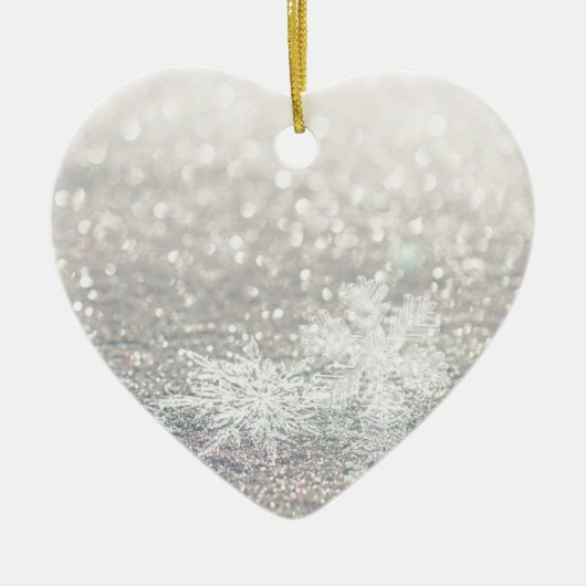 Winter Snowflake Bokeh Bling Keramisch Ornament (Voorkant)