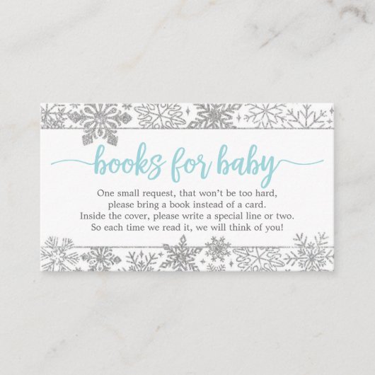 Winter Snowflake Book Request Baby shower Informatiekaartje (Voorkant)