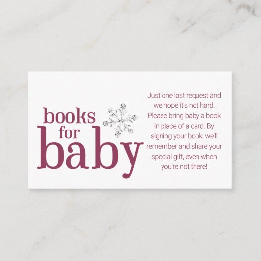 Winter Snowflake Books voor Baby Informatiekaartje (Voorkant)