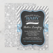 Winter Snowflake Boy Baby shower-uitnodiging Kaart (Voorkant / Achterkant)