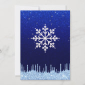 Winter Snowflake Boy Blue Baby shower Glitter Drip Kaart (Achterkant)