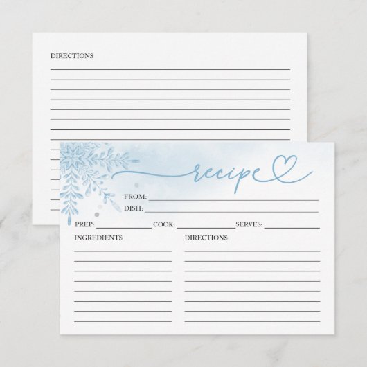 Winter Snowflake Bridal Shower Shower Recipe Cards (Voorkant / Achterkant)