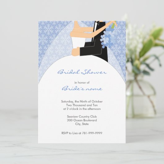Winter Snowflake Bridal Shower-uitnodigingen Kaart (Staand voorkant)