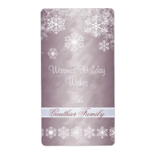 Winter Snowflake Bronze Holiday Wine Label