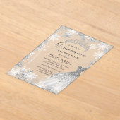 Winter Snowflake Clear Fosted Quinceanera Acryl Uitnodigingen (Laagn)