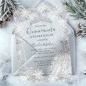 Winter Snowflake Clear Fosted Quinceanera Acryl Uitnodigingen