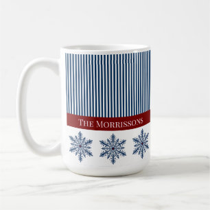 Winter Snowflake Decor met strepen en rode accent Koffiemok