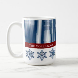 Winter Snowflake Decor met strepen en rode accent Koffiemok