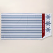 Winter Snowflake Decor met strepen en rode accent Strandlaken (Voorkant)