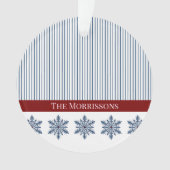 Winter Snowflake Decor with Stripes and Red Accent Ornament (voorkant)