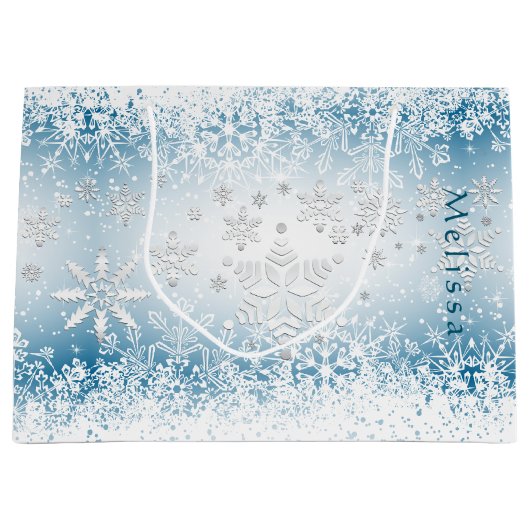 Winter Snowflake Design - Personaliseren Groot Cadeauzakje (Voorkant)