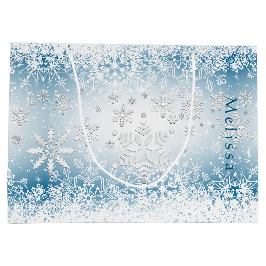 Winter Snowflake Design - Personaliseren Groot Cadeauzakje (Achterkant)
