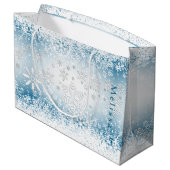 Winter Snowflake Design - Personaliseren Groot Cadeauzakje (Achterkant Gekanteld)
