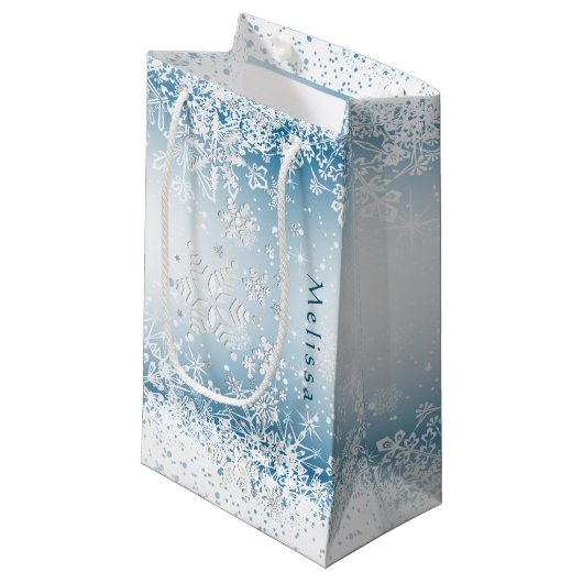 Winter Snowflake Design - Personaliseren Klein Cadeauzakje (Voorkant Gekanteld)