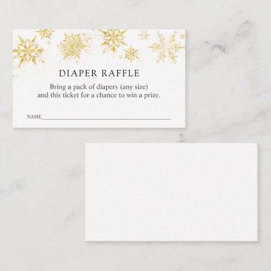 Winter Snowflake Diaper Raffle Ticket Enclosure Ca Informatiekaartje (Voorkant / Achterkant)