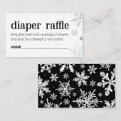 Winter Snowflake Diaper Raffle Ticket Enclosure Informatiekaartje (Voorkant / Achterkant)