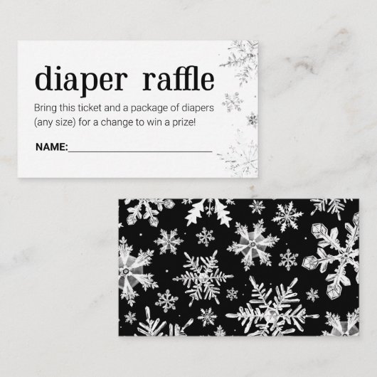 Winter Snowflake Diaper Raffle Ticket Enclosure Informatiekaartje (Voorkant / Achterkant)