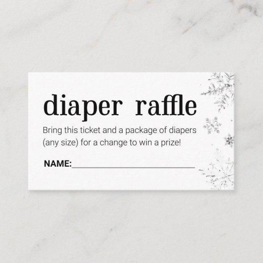 Winter Snowflake Diaper Raffle Ticket Enclosure Informatiekaartje (Voorkant)