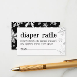Winter Snowflake Diaper Raffle Ticket Enclosure Informatiekaartje