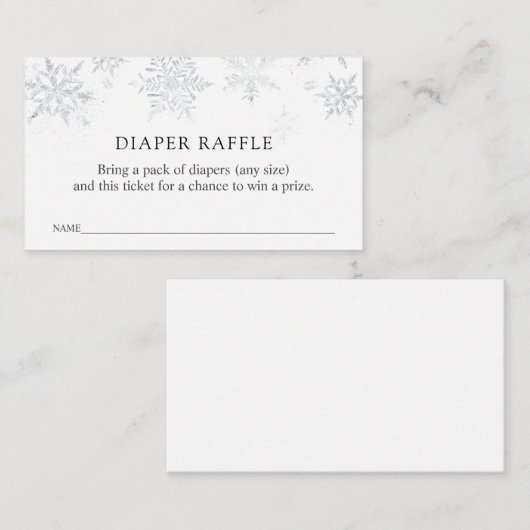Winter Snowflake Diaper Raffle Ticket Informatiekaartje (Voorkant / Achterkant)
