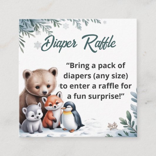 Winter Snowflake Diaper Raffle Ticket Insert Informatiekaartje (Voorkant)