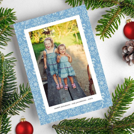 Winter Snowflake Doodles, Photo Collage, Happy Feestdagenkaart