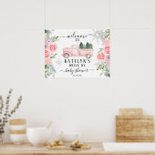 Winter Snowflake drive by Baby shower Welcome Sign Poster (Keuken)