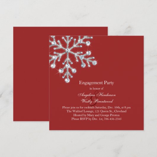 Winter Snowflake Engagement Party Kaart (Voorkant / Achterkant)