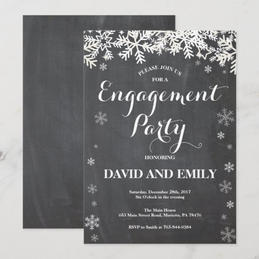 Winter Snowflake Engagement Party Kaart (Voorkant / Achterkant)