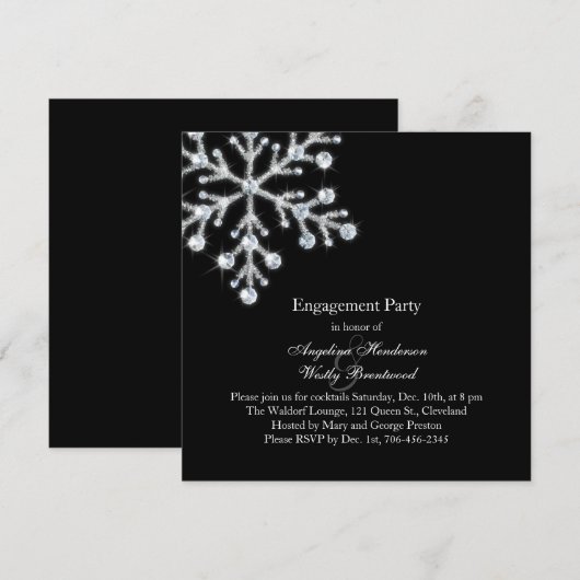 Winter Snowflake Engagement Party Kaart (Voorkant / Achterkant)