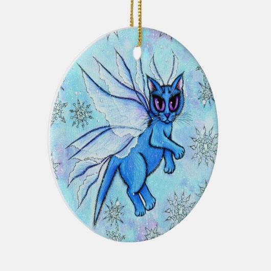 Winter Snowflake Fairy Cat Fantasy Art Ornament (Rechts)
