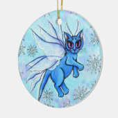 Winter Snowflake Fairy Cat Fantasy Art Ornament (Links)