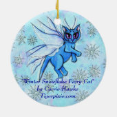 Winter Snowflake Fairy Cat Fantasy Art Ornament (Achterkant)
