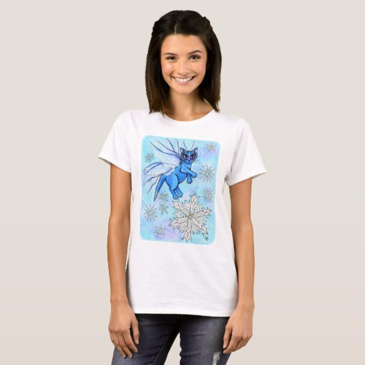 Winter Snowflake Fairy Cat Snow Art Shirt (Voorkant volledig)