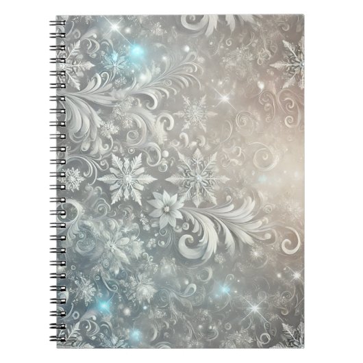 Winter Snowflake Fantasy Icy Silver Enchanted  Notitieboek (Voorkant)