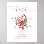 Winter Snowflake Festive Candy Baby Shower Welcome Poster (Voorkant)