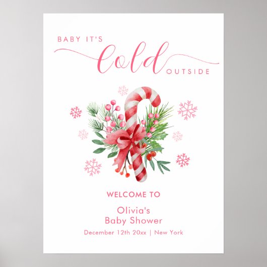 Winter Snowflake Festive Candy Baby Shower Welcome Poster (Voorkant)