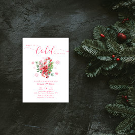 Winter Snowflake Festive Candy Cane Baby Shower  Kaart