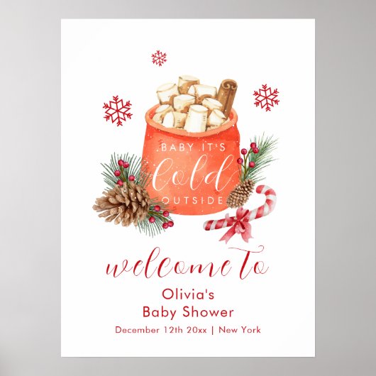 Winter Snowflake Festive Smore Baby Shower Welcome Poster (Voorkant)