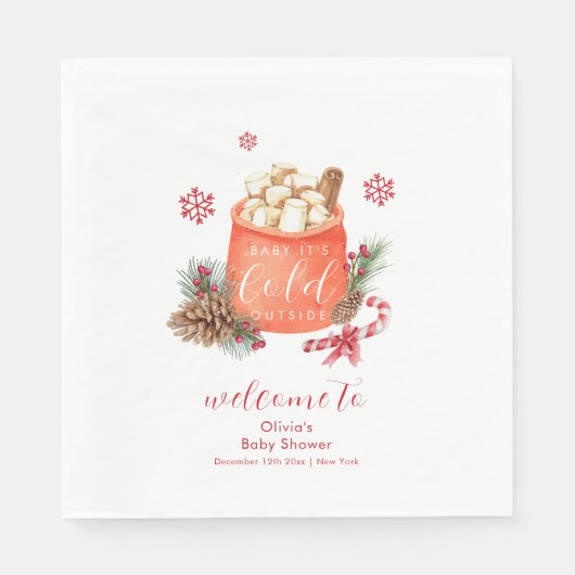 Winter Snowflake Festive Smore Baby Shower Welcome Servet (Voorkant)